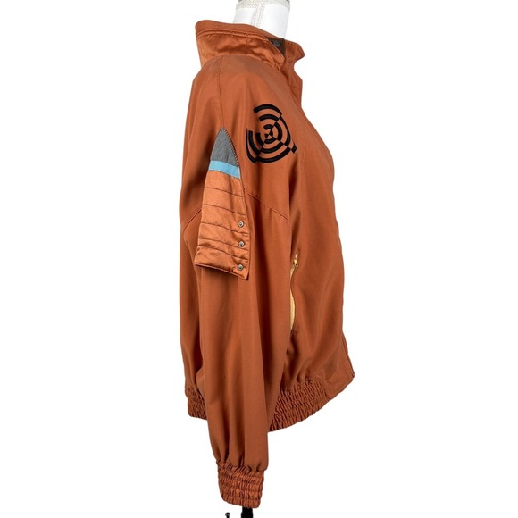 Jamie Sadock Asymmetrical Bomber Sport Jacket Womens M Rust Orange 90s Vintage - Picture 2 of 8